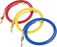 Aupoko 3-Color 60" R410A AC Charging Hoses with Ball Valves - 800 PSI 1/4" SAE for HVAC Car AC R134A R22 R410A Maintenance