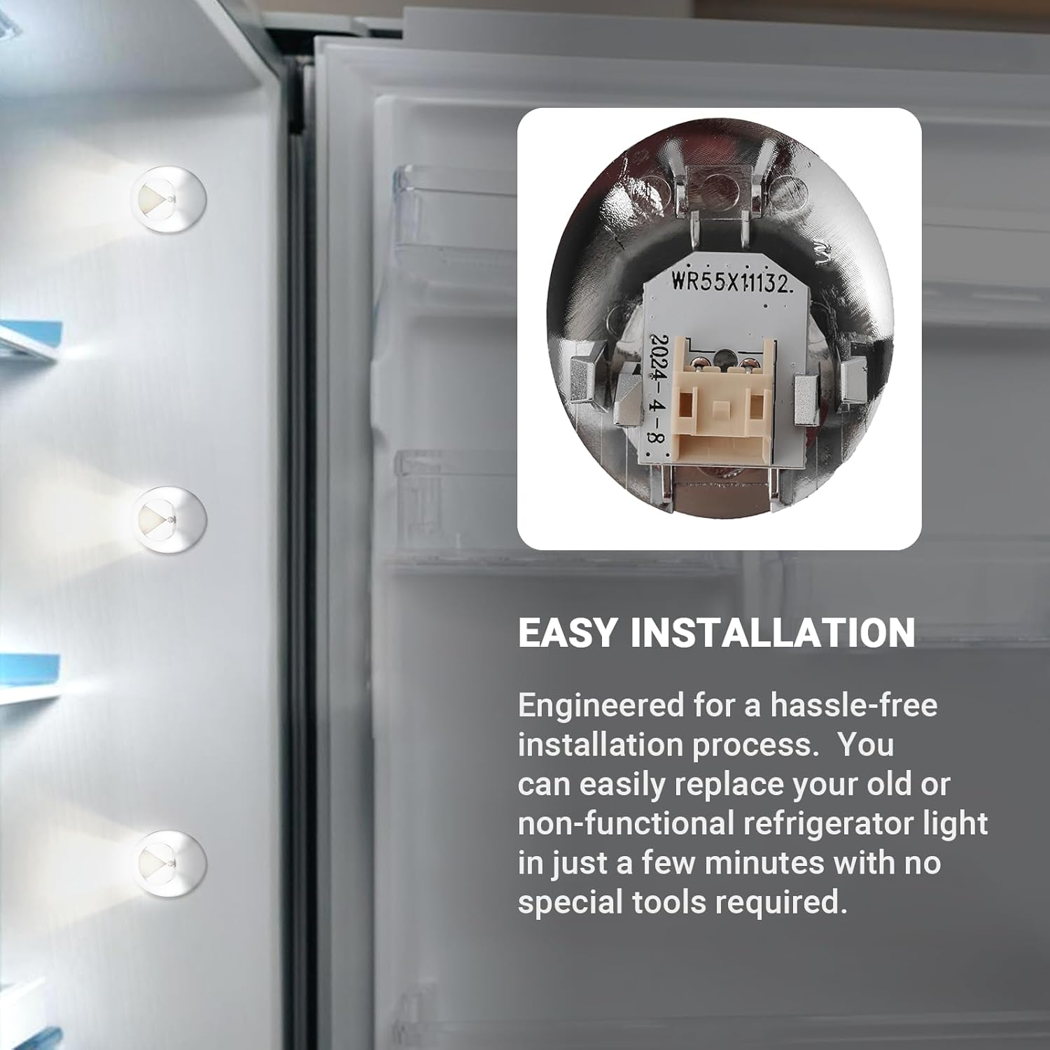 Calvana Upgraded LED Light Replacement for GE Refrigerators,Fridge Light Bulb Replacement, Compatible with Multiple Models WR55X11132,WR55X25754,Long-Lasting & Energy Efficient