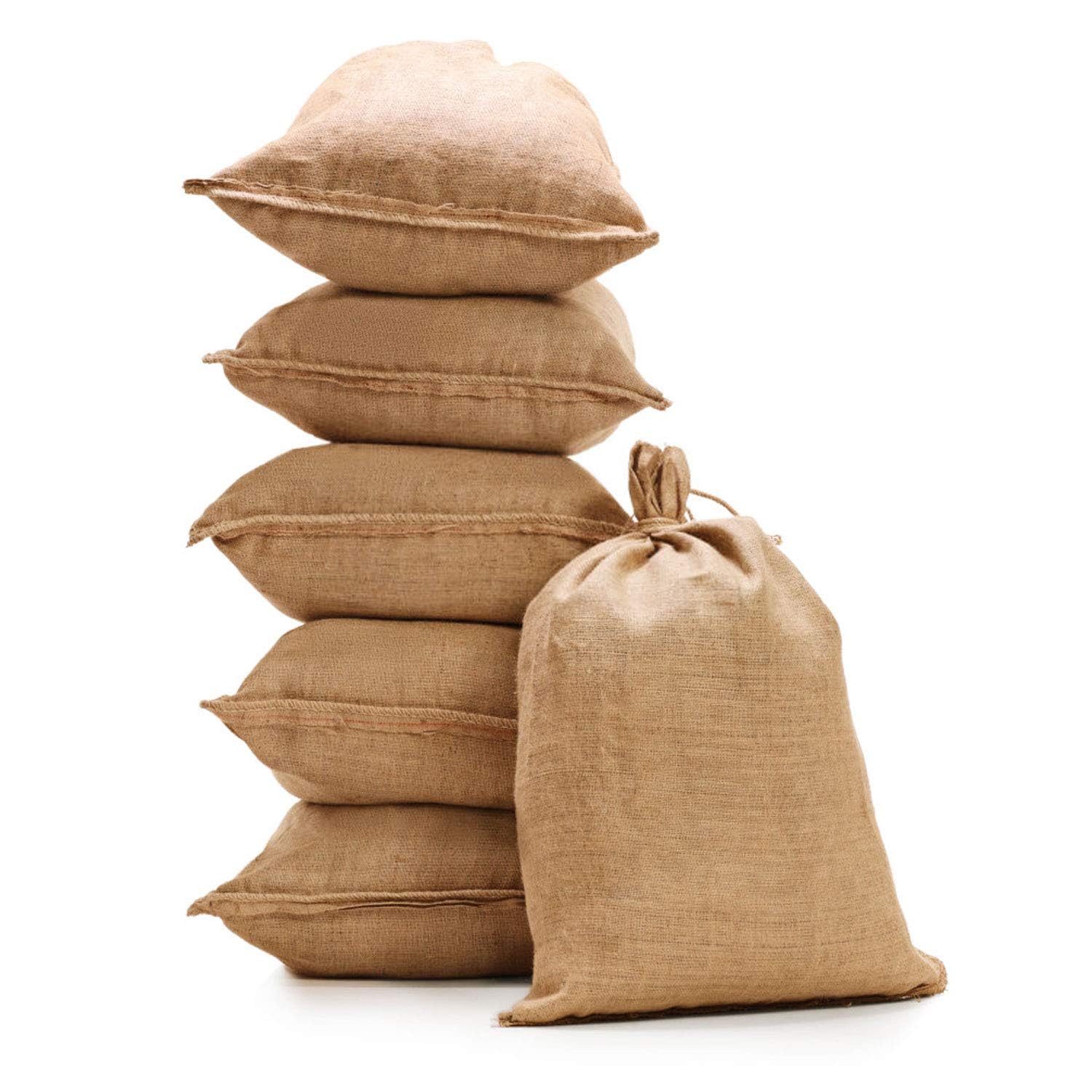 KEILEOHO Lot de 5 grands sacs en toile de jute de qualité alimentaire pour jardinage, plantation, culture de pommes de terre, course à l'école, jeu de course, jeu de fête de Noël