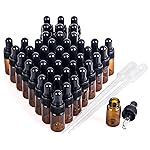 Easeen Sample Dropper Bottles, Mini Dropper Bottles with 2 Pcs Plastic Droppers for Traveling Essential Oils DIY Cosmetic Liquid Sample Perfume (Amber, 3ML)