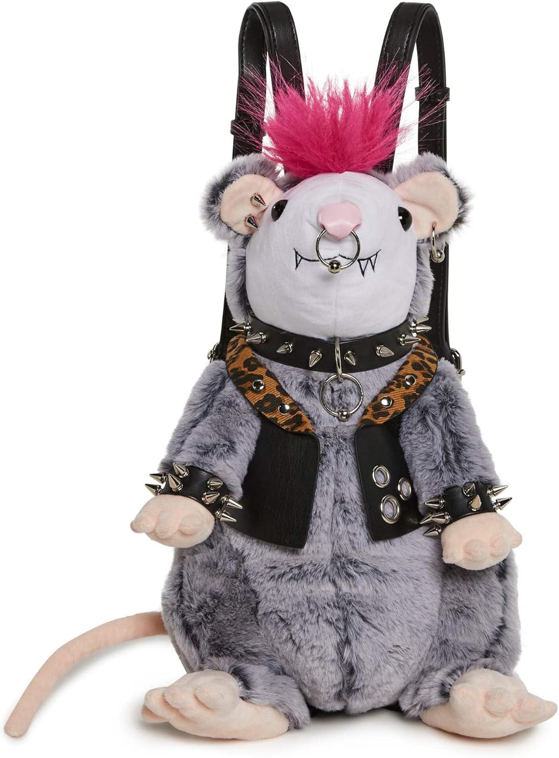 Dolls Kill Mosh Pit Possum Plush Backpack by Club Exx – Furry Punk Possum Backpack with Studs & Adjustable Straps