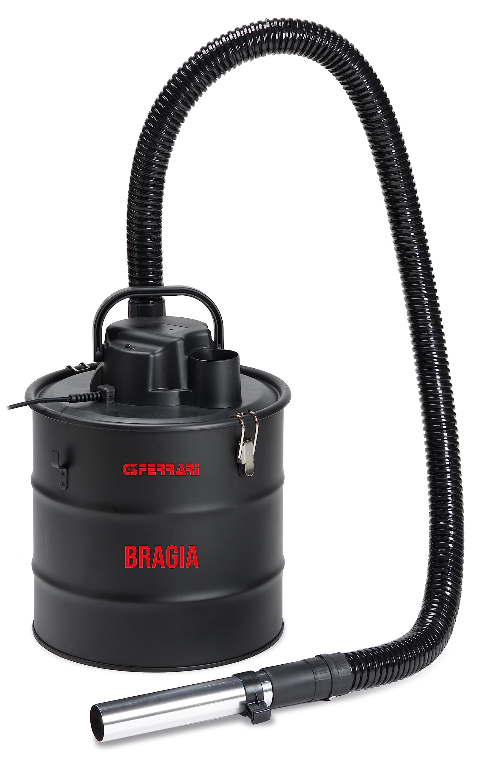 G3 Ferrari G90032 Aspirador de cenizas "Bragia", 1000 W, 18 Kpa, Filtro Hepa, Capacidad 18 litros, Gancho para accesorios, Estructura metálica, Negro