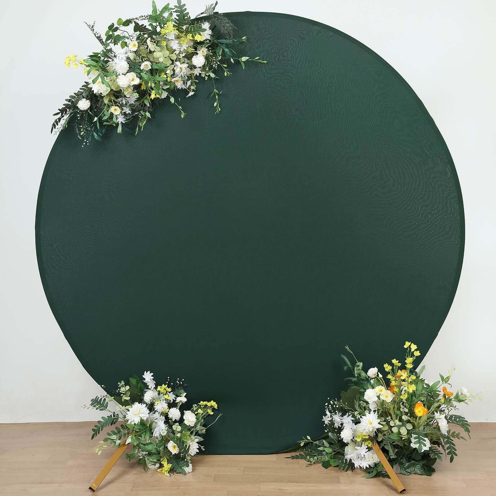 Efavormart 7.5ft Matte Hunter Emerald Green Round Spandex Fit Wedding Arch Backdrop Cover - 2-Sided Custom Fit Backdrop Stand Arch Cover