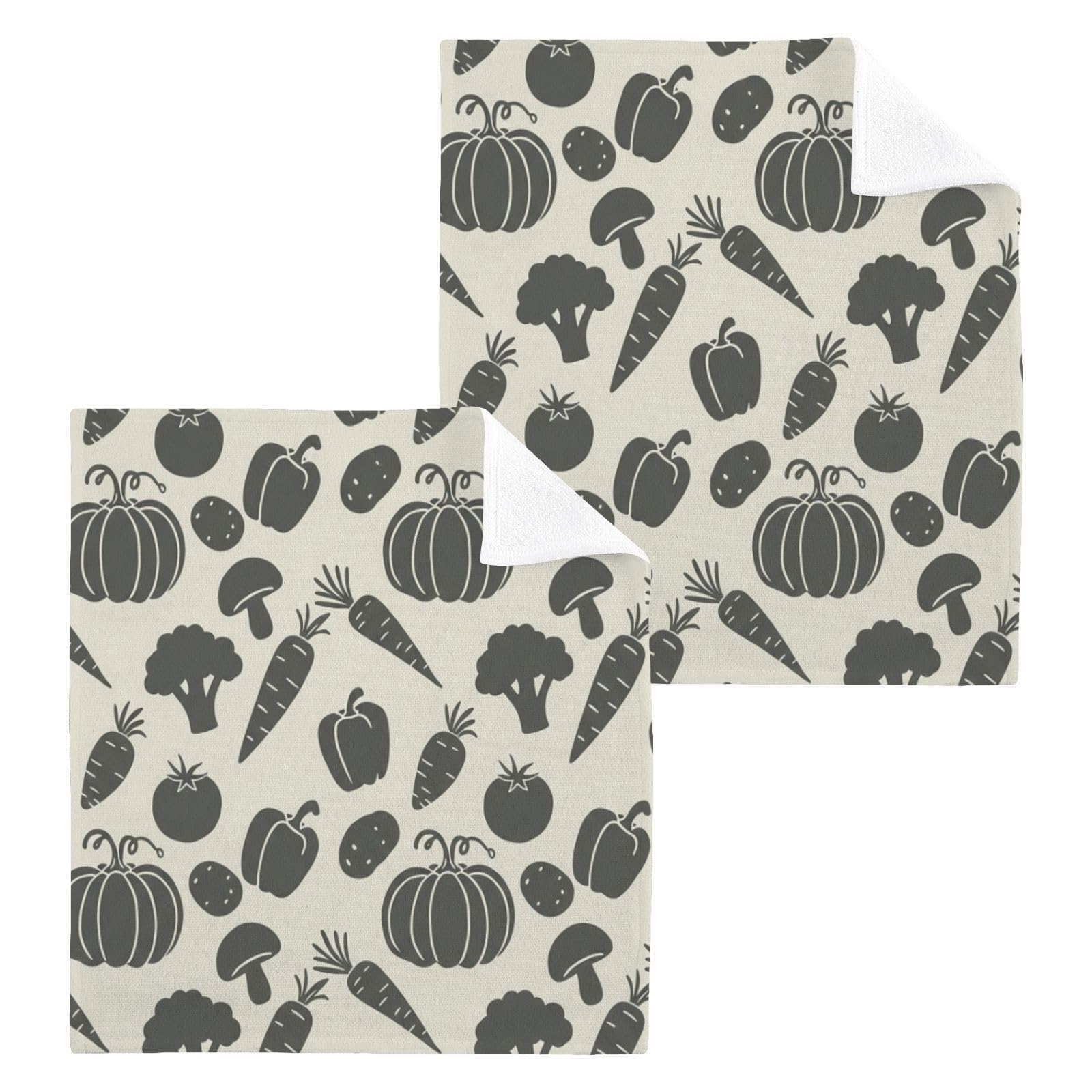 BOESI Veggie 12x12in Cotton Washcloth,Soft Absorbent Face Towel