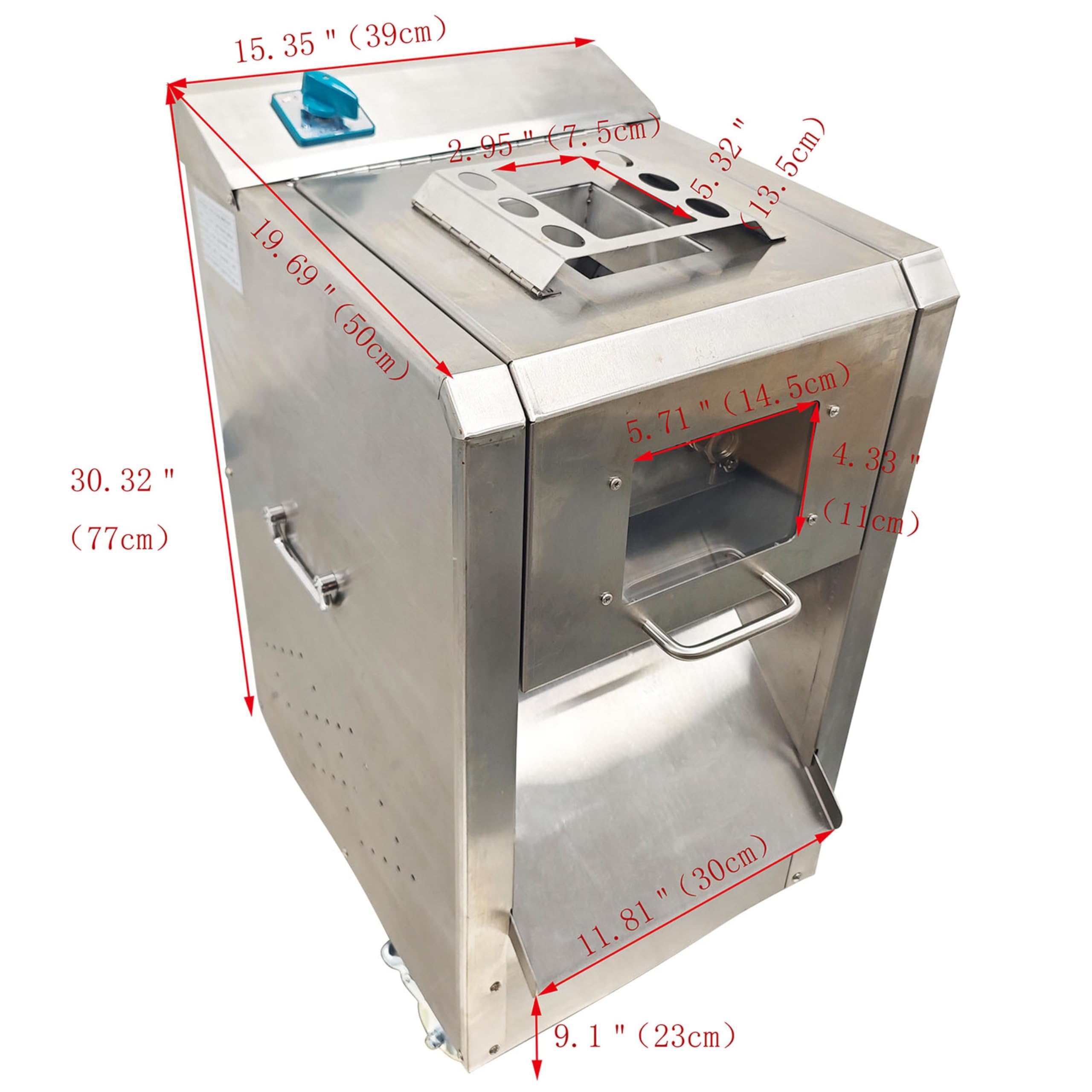 THUXEON 110V Commercial Meat Slicer 661LB/H Electric Food Slicer with 2mm Blade 1.5KW Stainless Steel Electric Meat Cutter Machine for Kitchen Restaurant Supermarket TJ-105L