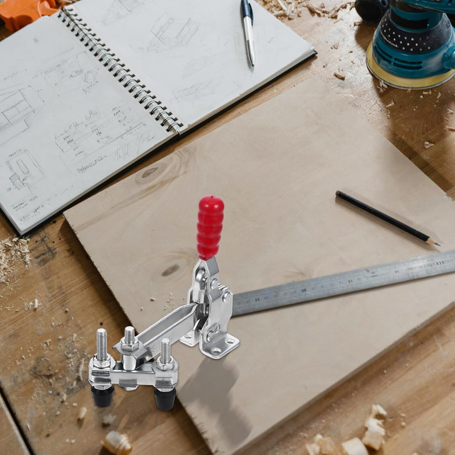 2pcs Vertical Toggle Clamps Quick Release Welding Toggle Clamp Replacement Metal Hardware Workholding Fixed for Woodworking and Welding Projects