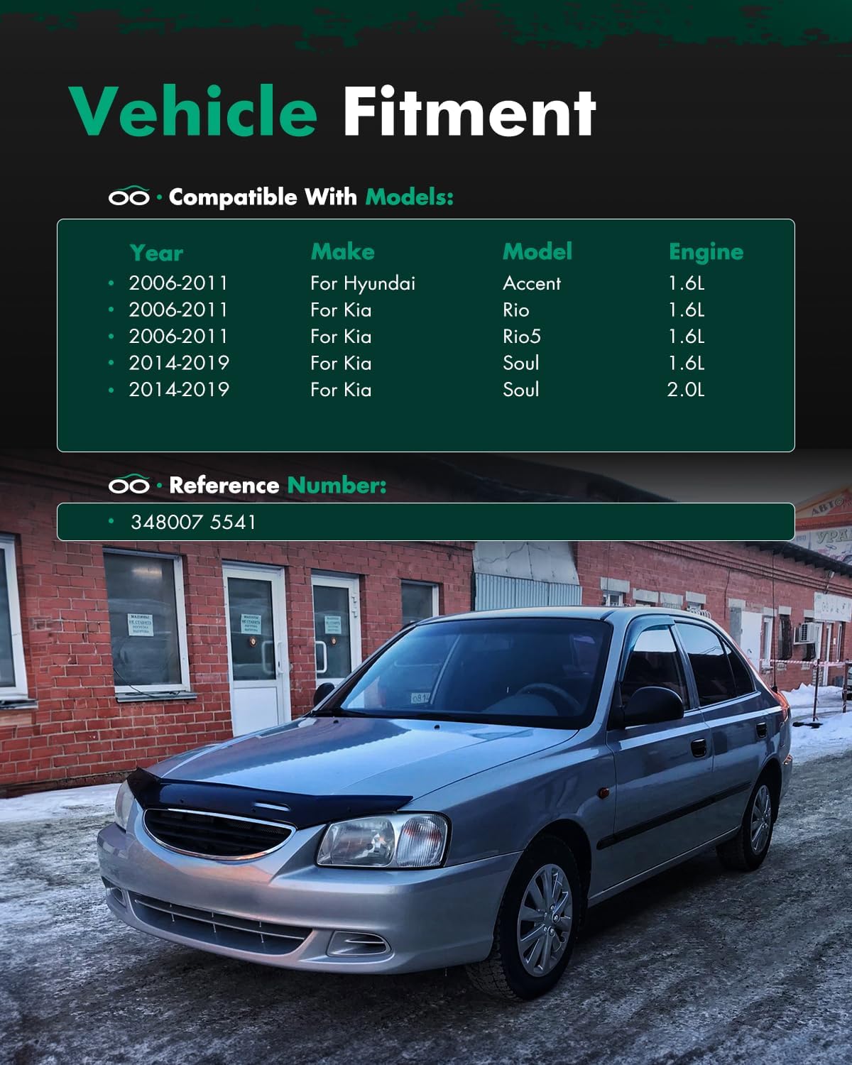 SCITOO - Rear Shock Absorbers for Kia Fits 2006-2011 for Hyundai Accent,2006-2011 for Kia Rio,2006-2011 for Kia Rio5,2014-2019 for Kia Soul Shocks 348007 5541 Shocks Struts - 2Pc Set