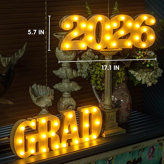 Letras LED luminosas 'Grad 2026' para decoración de graduación miniatura 2