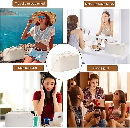 Miniatura 7 de Bolsa de maquillaje de viaje, juego de 3 bolsas organizadoras de cosméticos de gran capacidad para mujer, bolsas de artículos de tocador