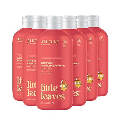 Miniatura 11 de Attitude Bubble Wash para niños, baño de burbujas verificado por EWG, champú para el cabello y jabón corporal, probado dermatológicamente, a base de