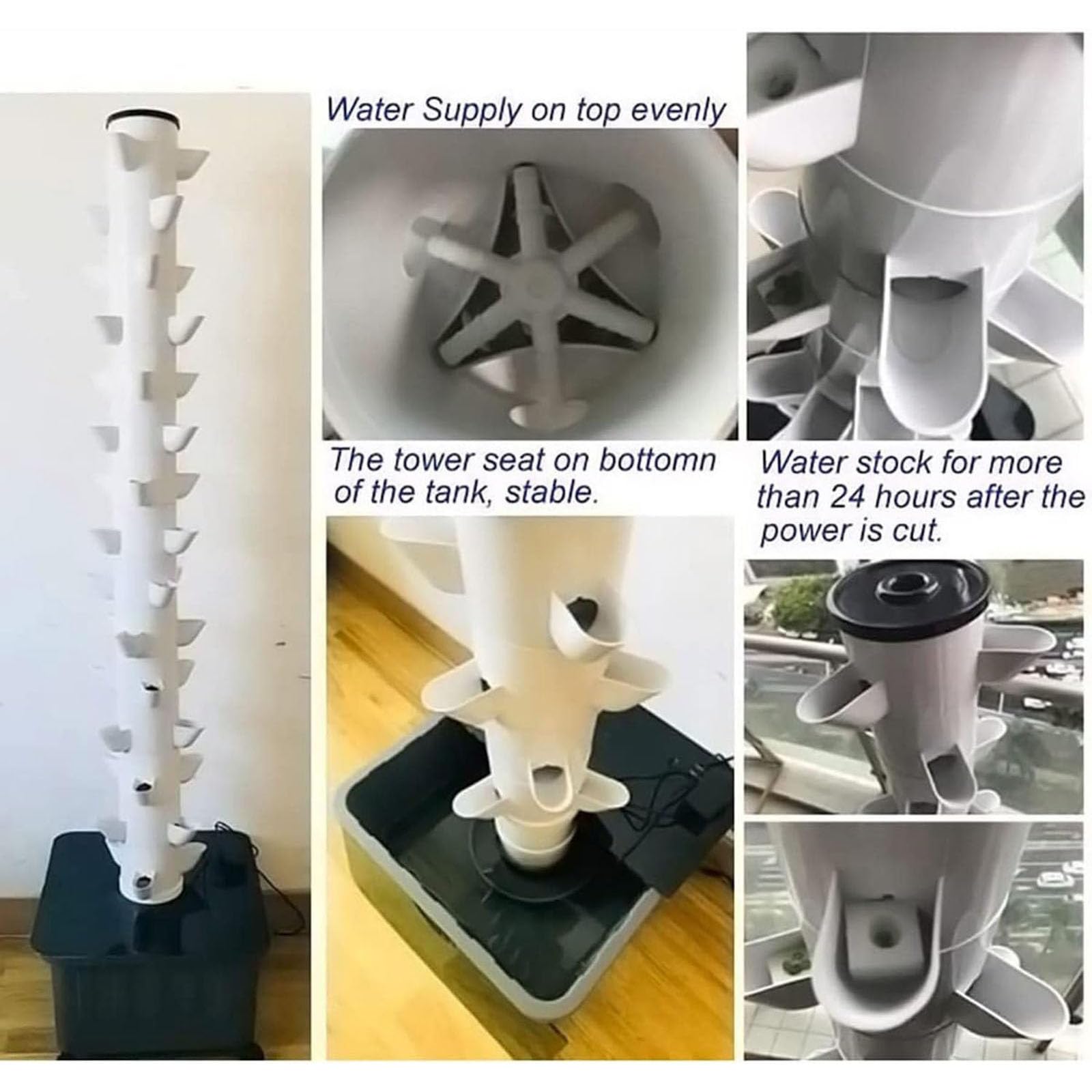 Sistema di Coltivazione idroponica da Giardino a Torre Verticale, Set di Torri idroponiche da 15 Piani e 45 Fori, Sistema di Coltivazione idroponica Verticale, Sistema di Coltivazione idropo
