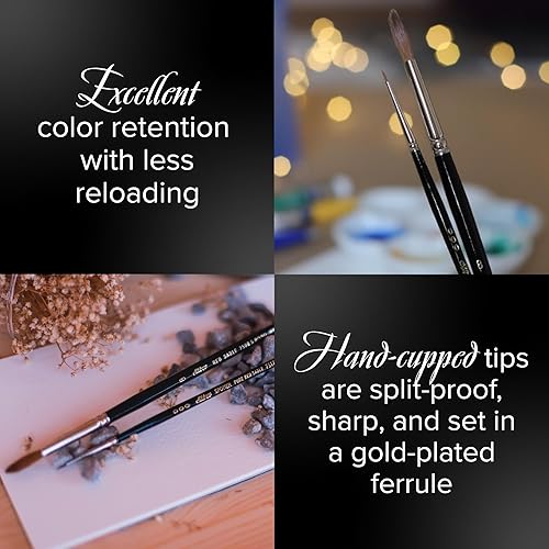 Miniatura 4 de Silver Brush Limited 7500S4 Pure Kolinsky - Pincel redondo para acuarela y aceite, tamaño 4, mango corto