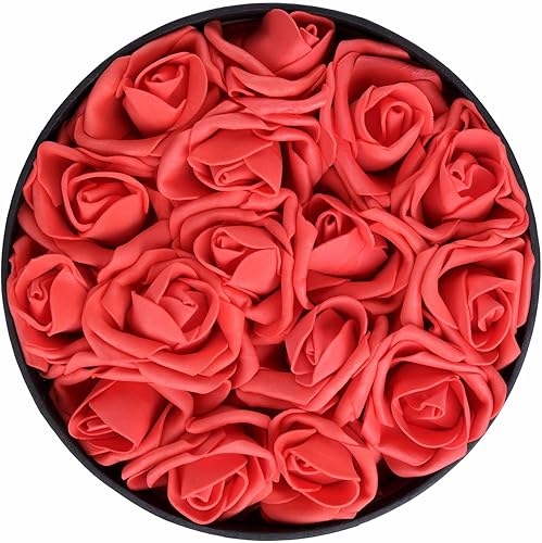 Miniatura 2 de Bridals By Ada Ramos de boda para damas de honor, rosas artificiales hechas a mano, ramos de boda para novia, temática de boda rústica (rosa roja)