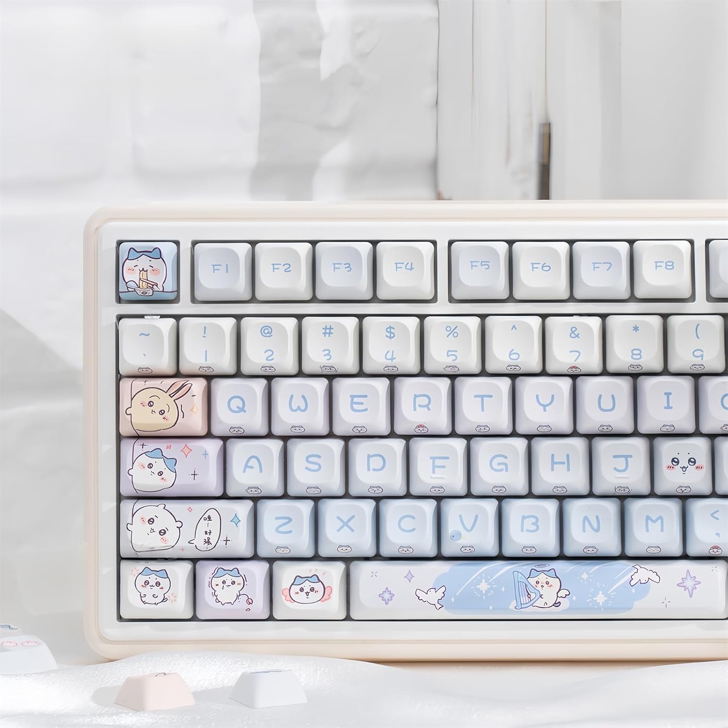 Cute Keycaps,MOC Profile PBT Dye-Sub Kawaii Japanese Anime Keycaps Custom Keyboard Keycap Set 150 Keys Full Size Key Caps for Cherry MX Switches Mechanical Keyboard Creamy Keycap