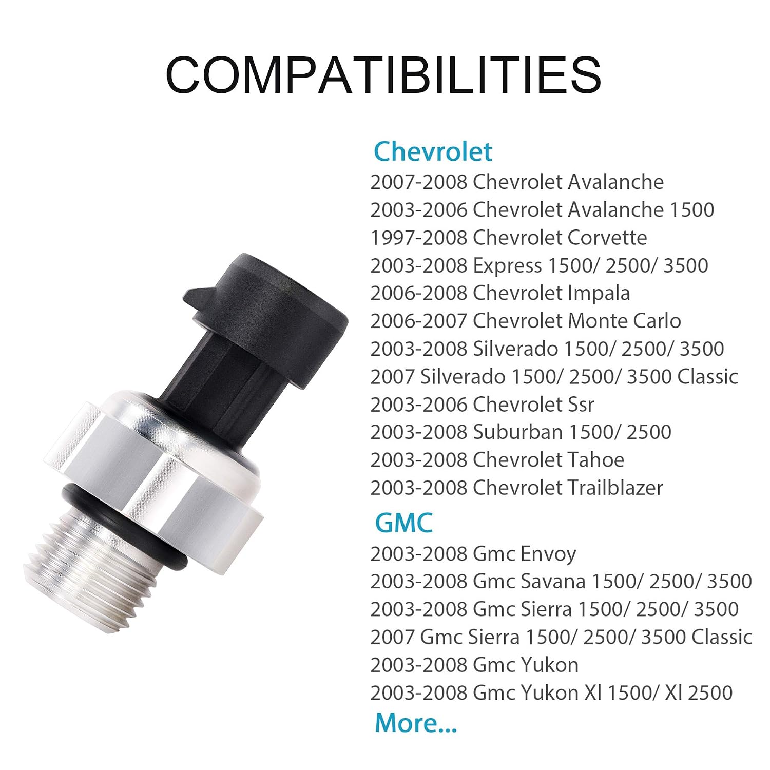D1846A Engine Oil Pressure Sensor Switch 12677836 with Pigtail Harness, Oil Pressure Sending Unit
