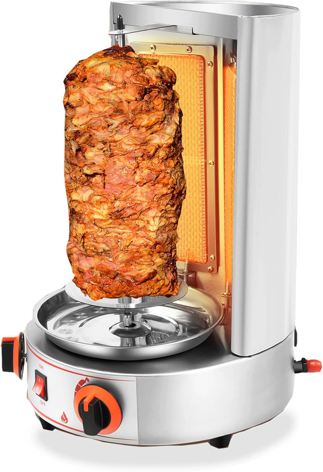 Shawarma Grill Machine, 17-26Lbs, Chicken Shawarma Cooker Machine with 2 Burners, Gas Vertical Broiler Gyro Rotisserie Oven Doner Kebab Machine, Max.Temperature 572 ℉, for Home Restaurant Kitchen