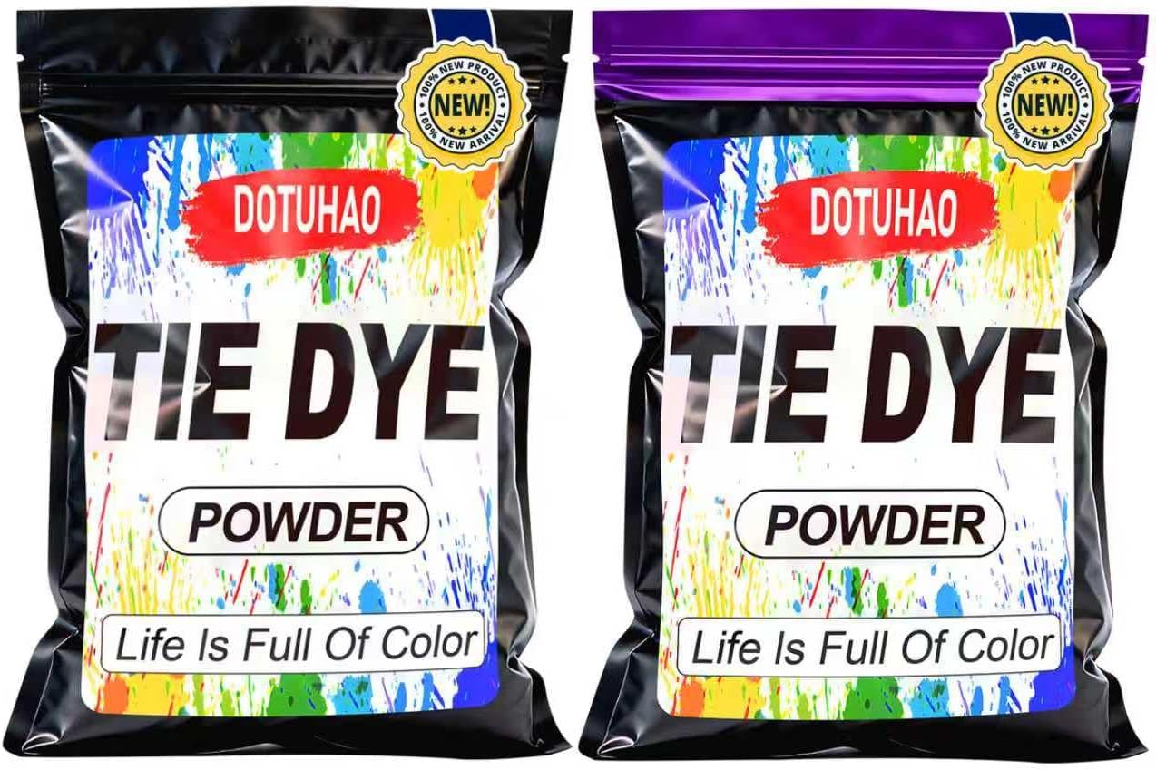 Tie Dye Powder Kit, Black & Purple Colors Clothing Dye, Fabric Color Dye, Permanent & Washfast Powder Tie Dyes, Creative Dyes for Clothes(2 Colors, 2 OZ)