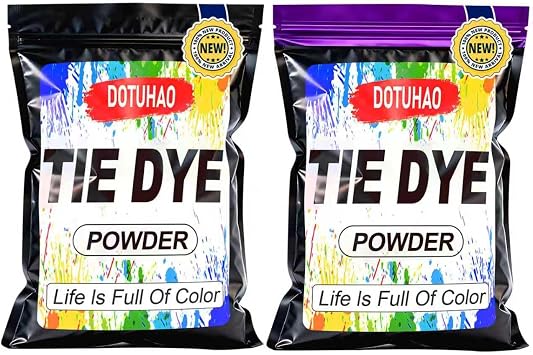 Tie Dye Powder Kit, Black & Purple Colors Clothing Dye, Fabric Color Dye, Permanent & Washfast Powder Tie Dyes, Creative Dyes for Clothes2 Colors, 2 OZ