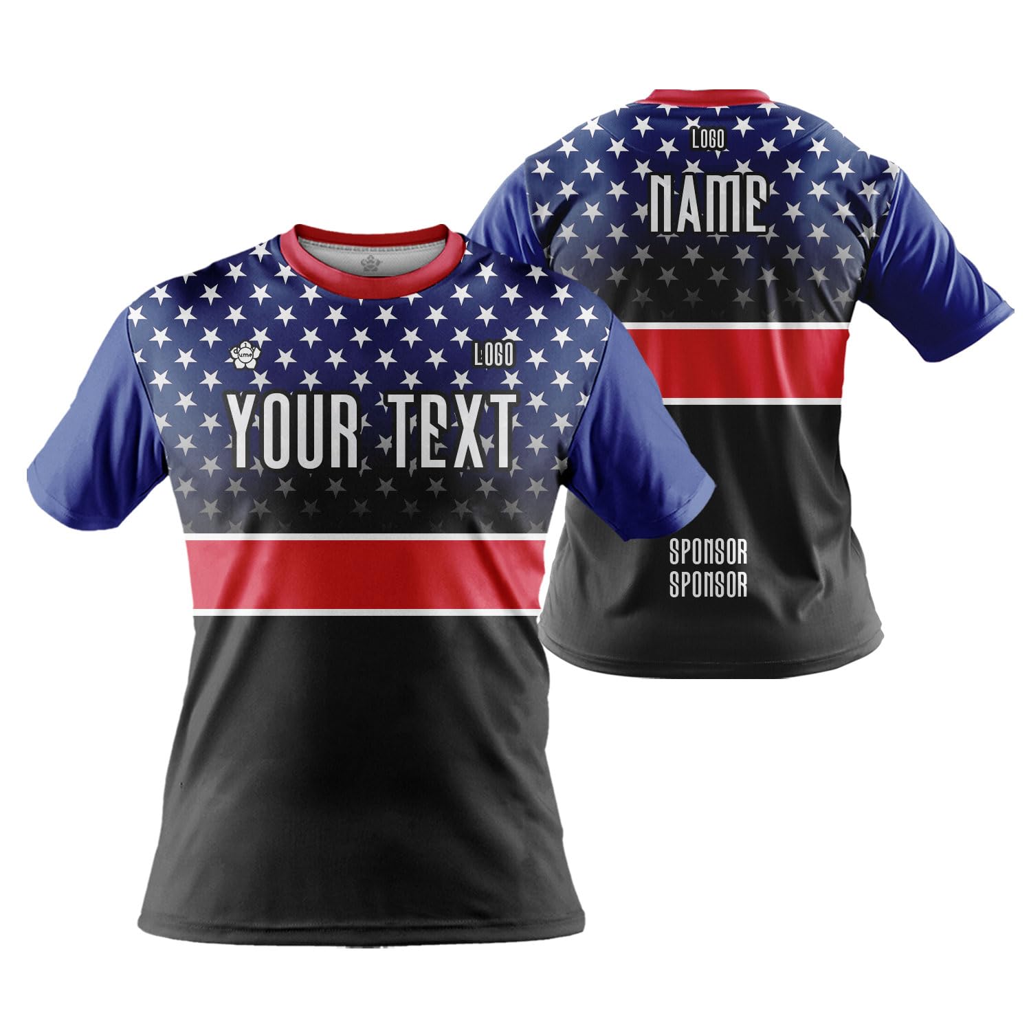 DIYUME Custom Men Women Patriotic USA Flag Jersey Shirt Short Sleeve for Independence Day