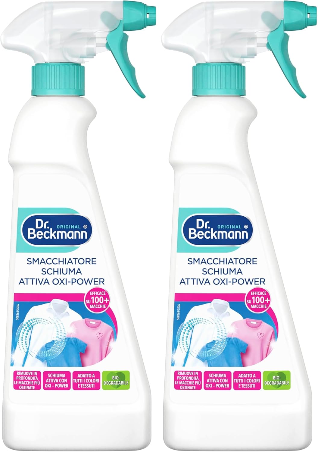 Dr. Beckmann Smacchiatore con Schiuma Attiva Oxi-Power, Trattamento pre-trattante, Extra forte, 500 ml (Confezione da 2)