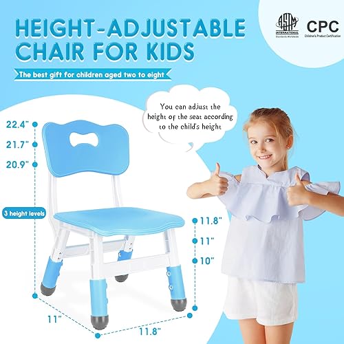 Miniatura 2 de Silla ajustable para niños con 3 niveles de altura para escritorio y jugar, actividades en interiores y exteriores