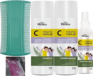 Kit pente fino shampoo piolho combate piolhos e lêndeas