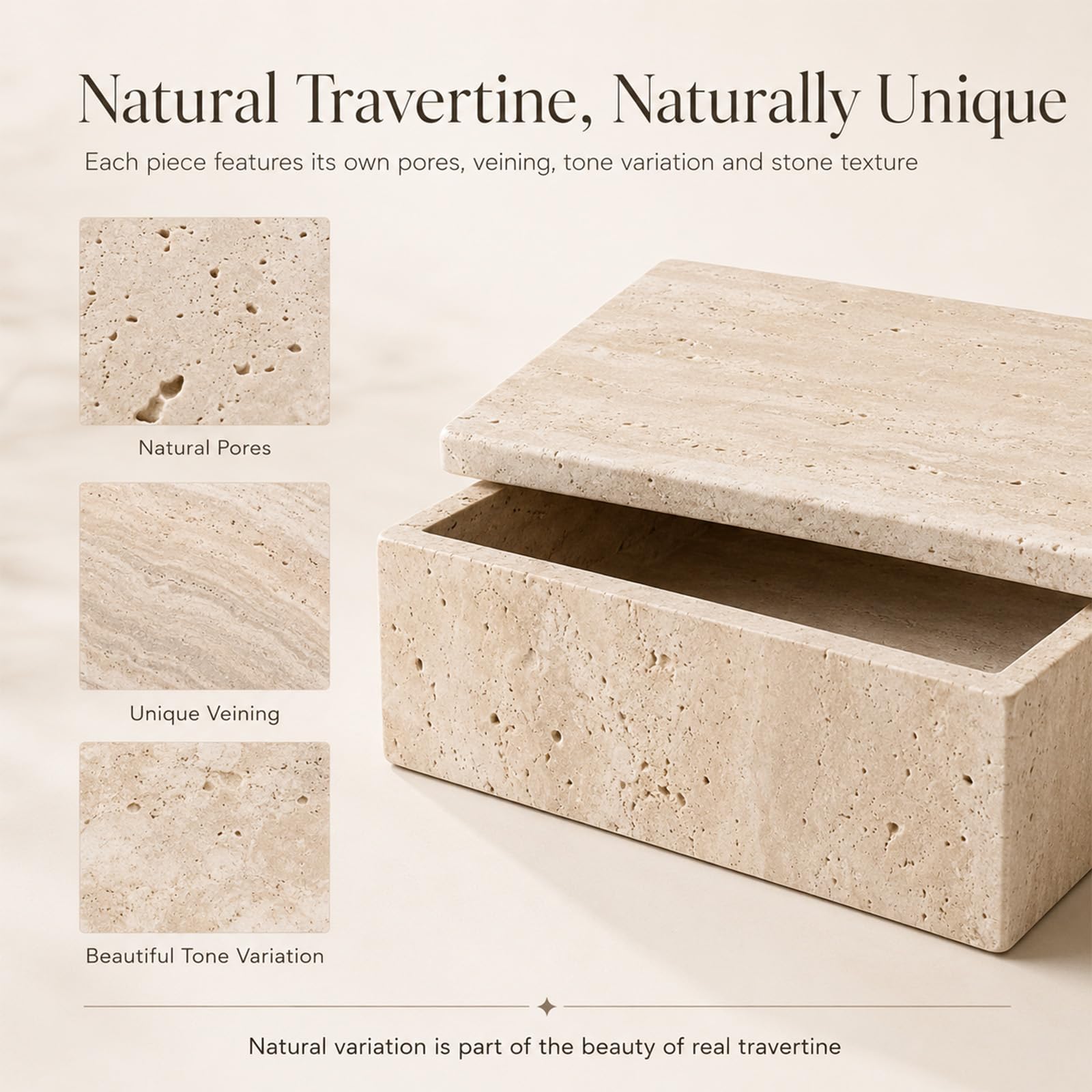 Contenedores de almacenamiento de mármol natural (redondos, cuadrados, rectangulares), soporte de hisopo de algodón, organizadores con tapas, caja de piedra travertino para Qtips, maquillaje