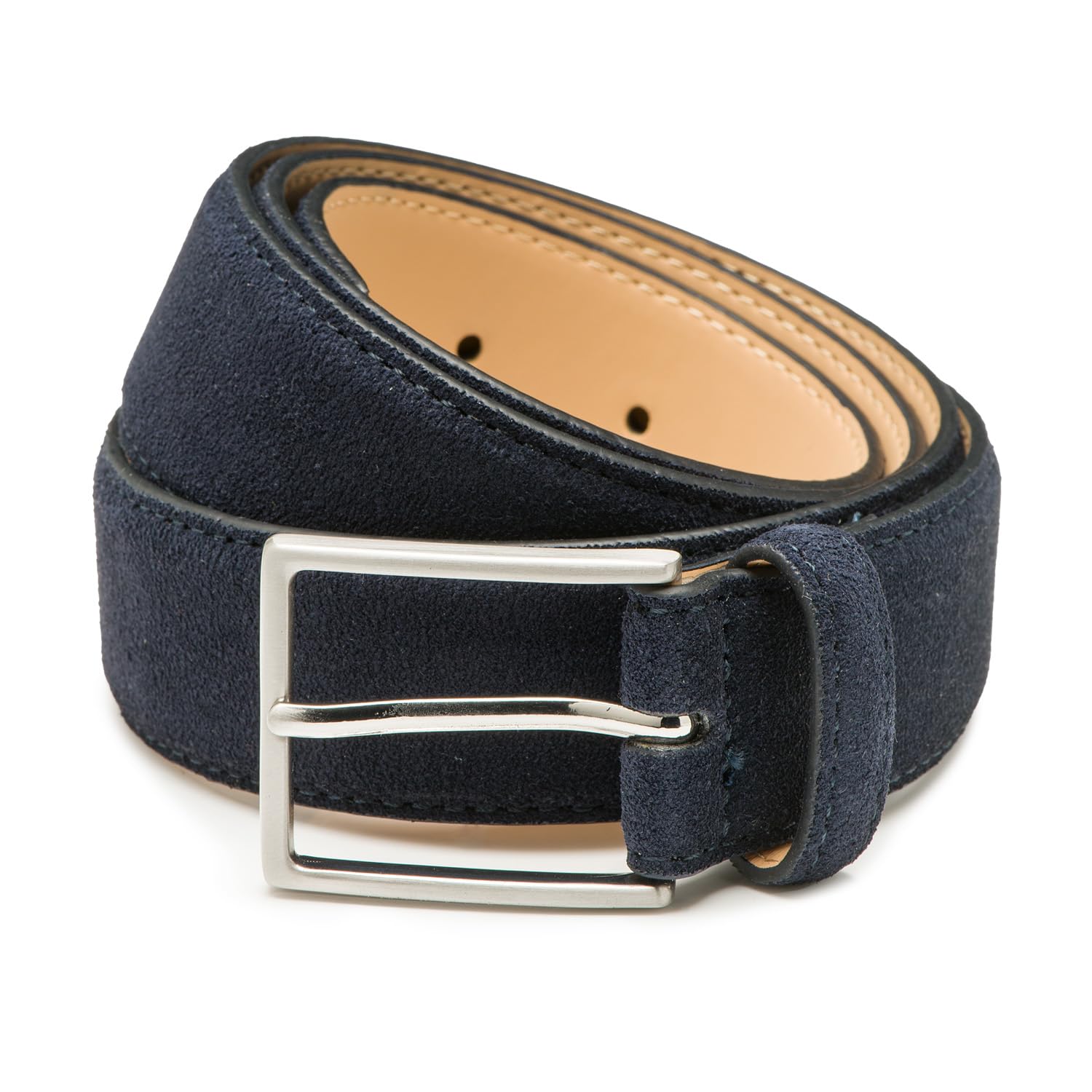 Riemen & Co Herrengürtel Bobby - Wildleder - 2er-Pack: Beige & Blau - Breite: 3,5 cm - 95 cm