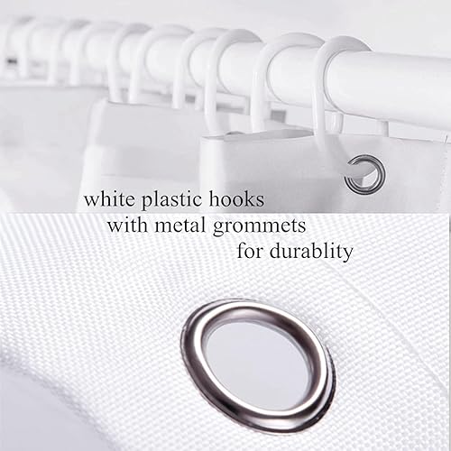 Miniatura 17 de LB Cortina de ducha botancial verde con flores silvestres azules y rosas con hojas sobre fondo beige, cortina de baño de flores rústicas con