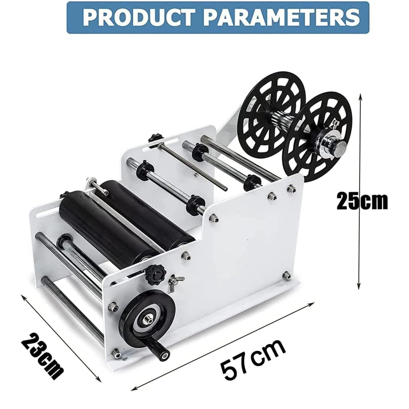 Etichettatrice manuale per bottiglie rotonde, con dimensioni regolabili, applicatore di etichette adesive per bottiglie rotonde con diametro da 15 a 120 mm (bianco)