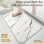 Stone Mat de bain, tapis de douche de terre diatomées, (23.6" x 15.4") Mat de bain à séchage rapide antidérapant Super Absorbent, design moderne naturel et élégant, facile à nettoyer, motif en marbre (gris clair)