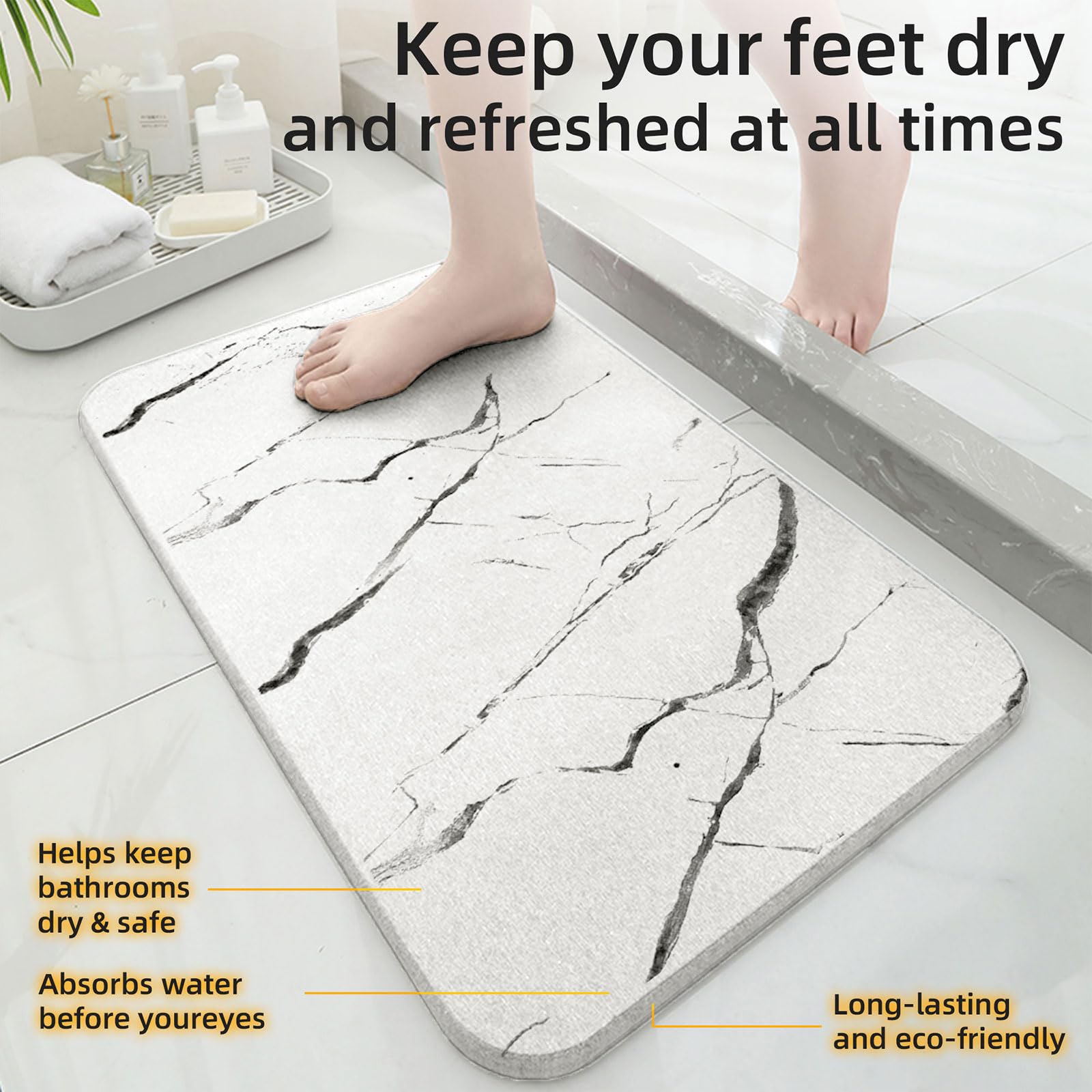 Tapis De Bain En Diatomite Vicusse - 60x90cm - Absorbant Et Antidérapant Pour Salle De Bain