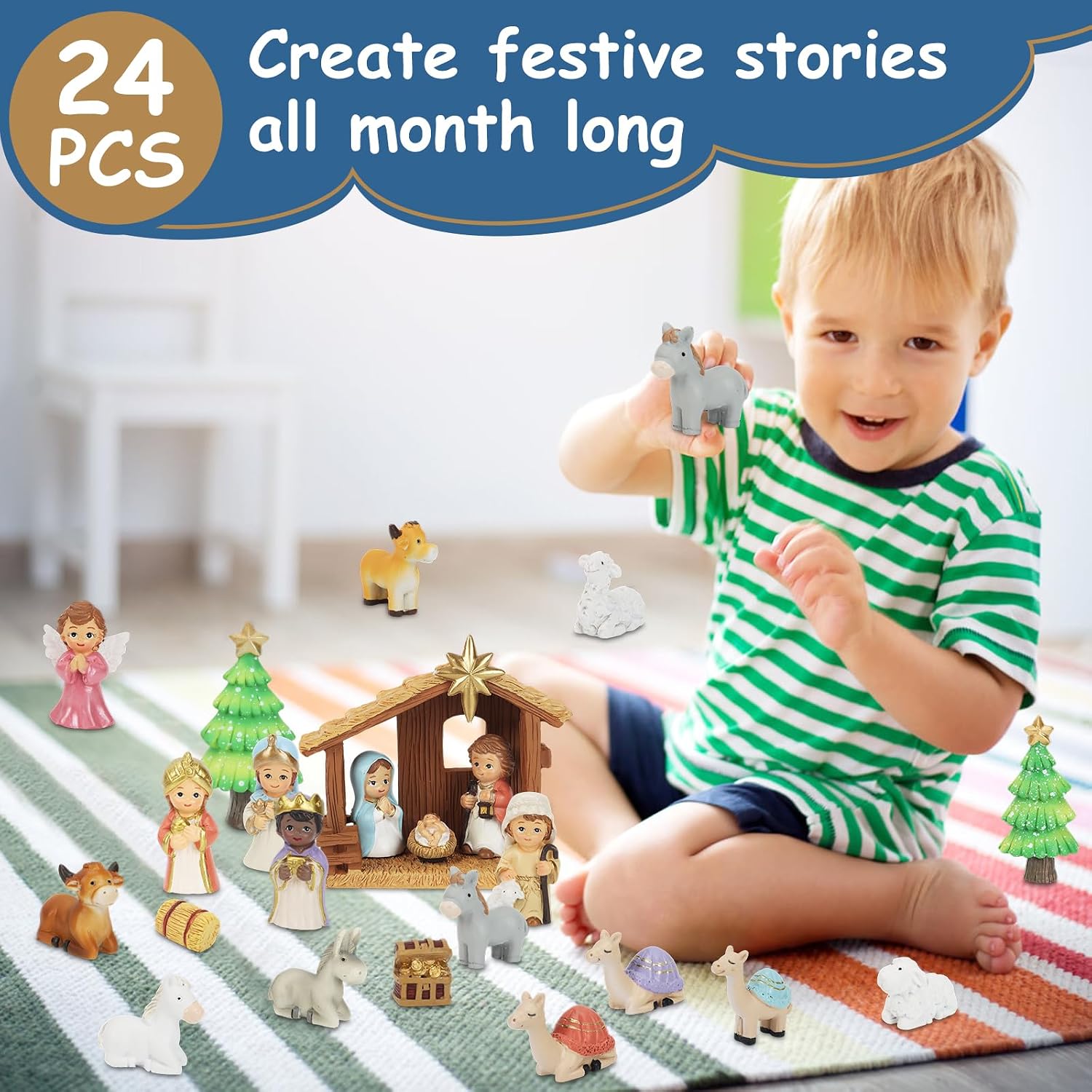Nativity Advent Calendar 2026 for Kids - 24 Days of little people Christmas Nativity Scene Set for Toddlers, Christmas Countdown Calendar Gifts for Kids Boys Girls Children Toddler Teens Indoor Toy