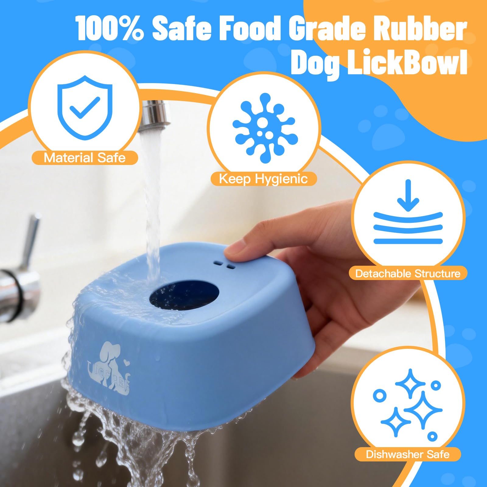 TUGFREE Gamelles pour chien à alimentation lente, distributeur de casse-tête à lécher pour friandises liquides, bol à lécher pour bouillon d'os et yaourt, jouet interactif pour soulager l'anxiété