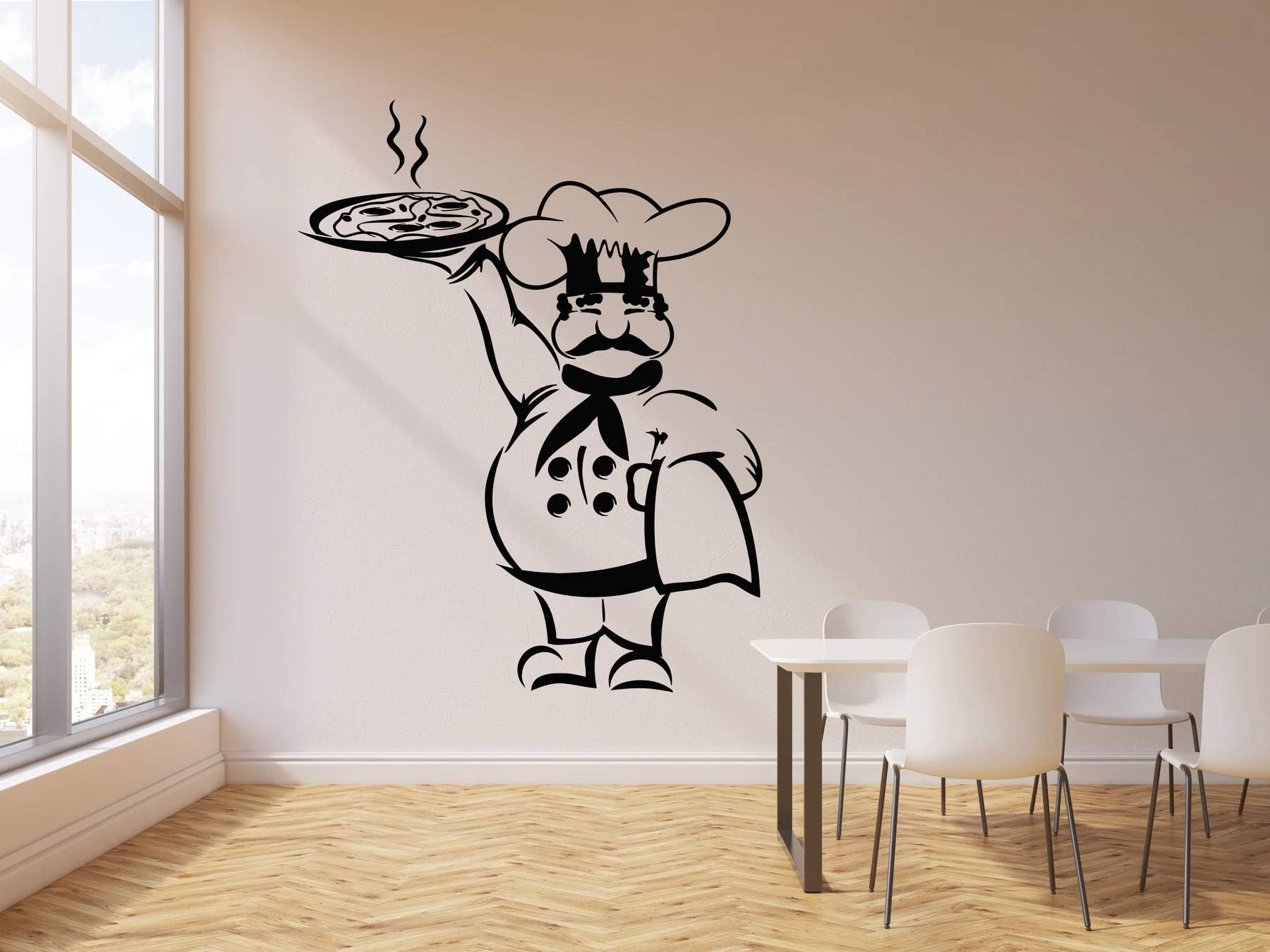 Chef Wall Stickers Restaurant Kitchen Bakery Stylish Kitchen Hotel Home Wall Decoration L X H 45 X 60 Cms