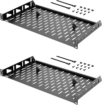 Tecmojo 1U Rack Shelf,19 inch Rack Shelf 10 inch Depth,Rack Mount Shelf with Anti-Slip Stops,Server Rack Shelf and Network Shelf for 19 in Equipments, 55lbs Capacity of Vented 1U Shelf,No Lip2 Pack