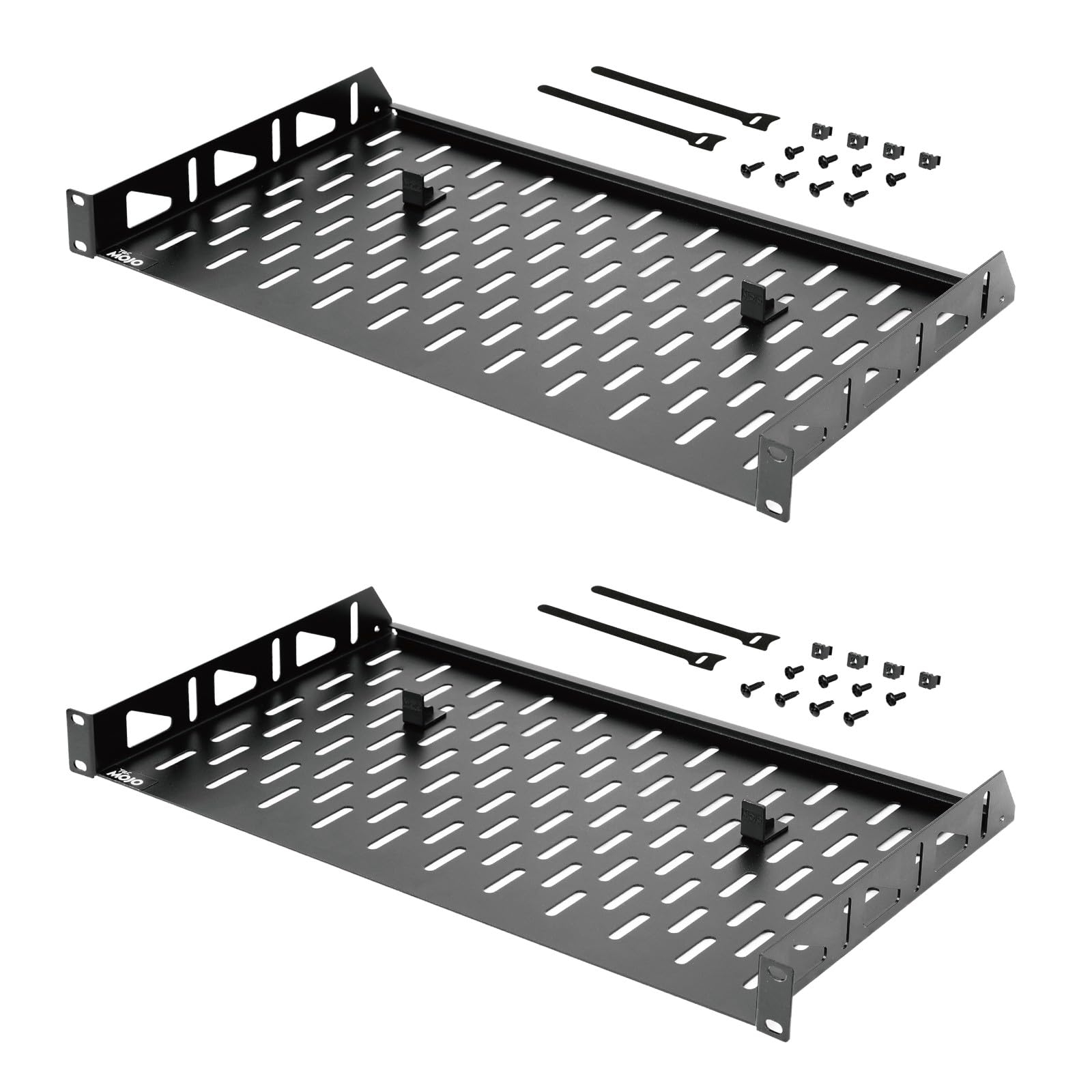 Tecmojo 1U Rack Shelf, 19 inch Rack Shelf 10 inch Depth, Rack Mount Shelf with Anti-Slip Stops, 2 Pack