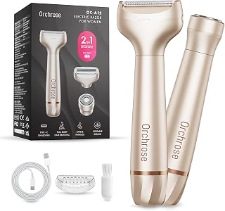 Electric Razor for Women 2-in-1: Painless Rechargeable Shaver for Face Legs Underarms and Bikini Area – Travel Lock