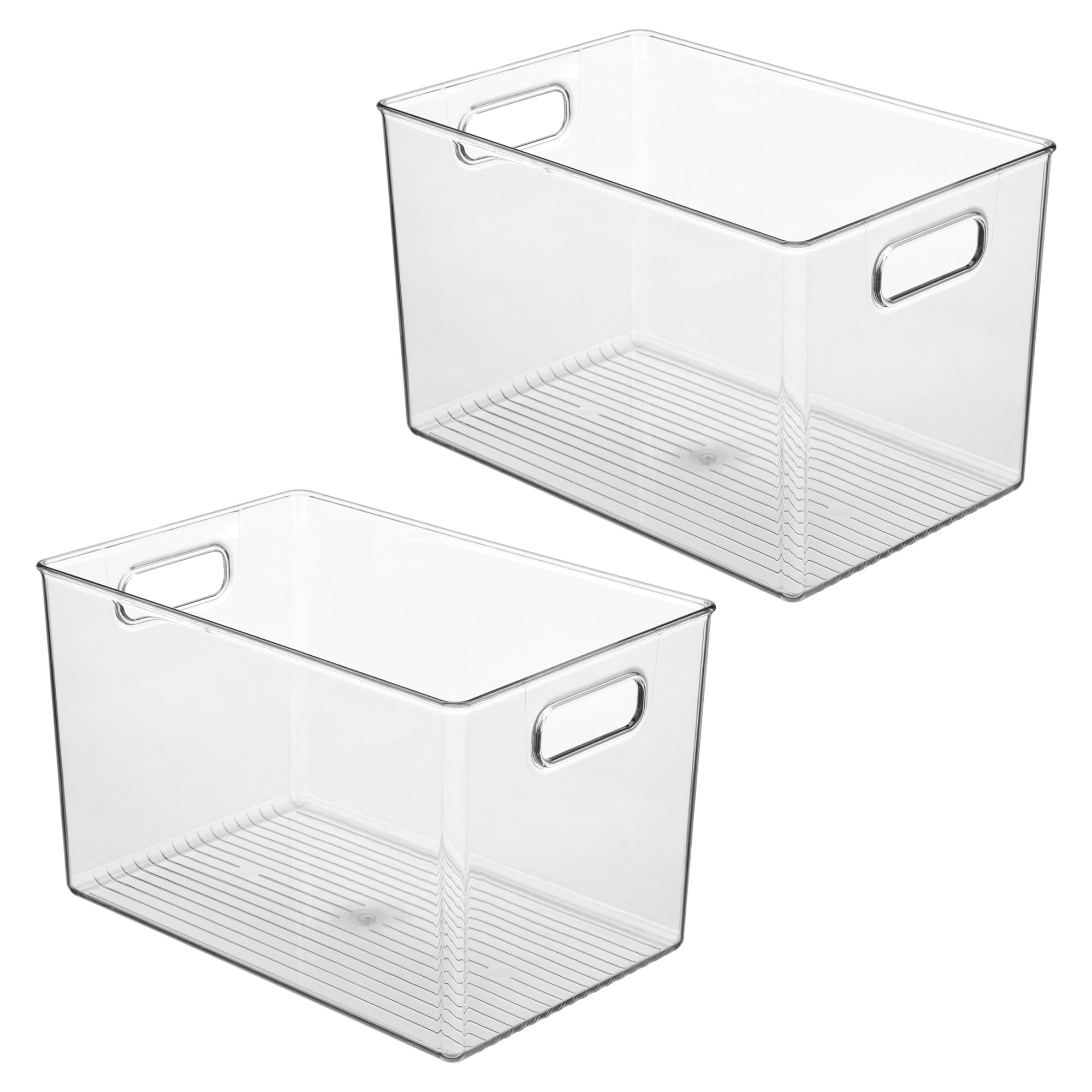 InterDesign iDesign - Contenitori portaoggetti con manici, per cucina, dispensa, bagno o casa, ufficio, set da 2, trasparente