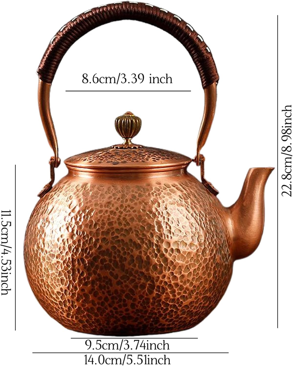 Copper Tea Kettle Stovetop Teapot Thick Authentic Copper Kettle Tea Set Handcrafted Teapot for Gas Stove, for Stove Top, Te