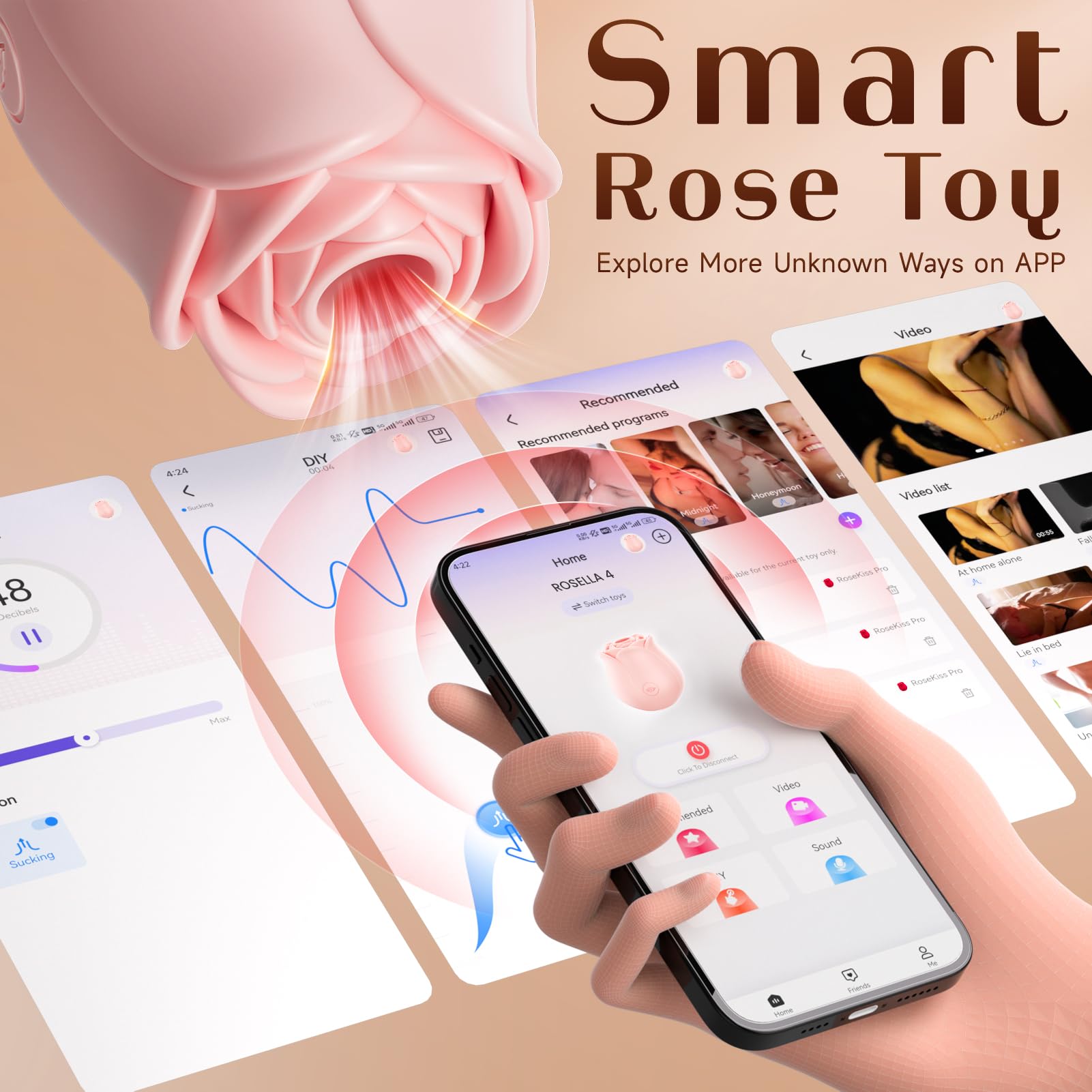 Sucking Vibrator Rose Sex Toy - Big Shocked Vibrator Sex Toys Adult Toys with 10 Suction Vibrators Clitoral Vibrater Clit Sucker Couple Female Women Adult Sex Toys & Games Jewelry: Light-pink