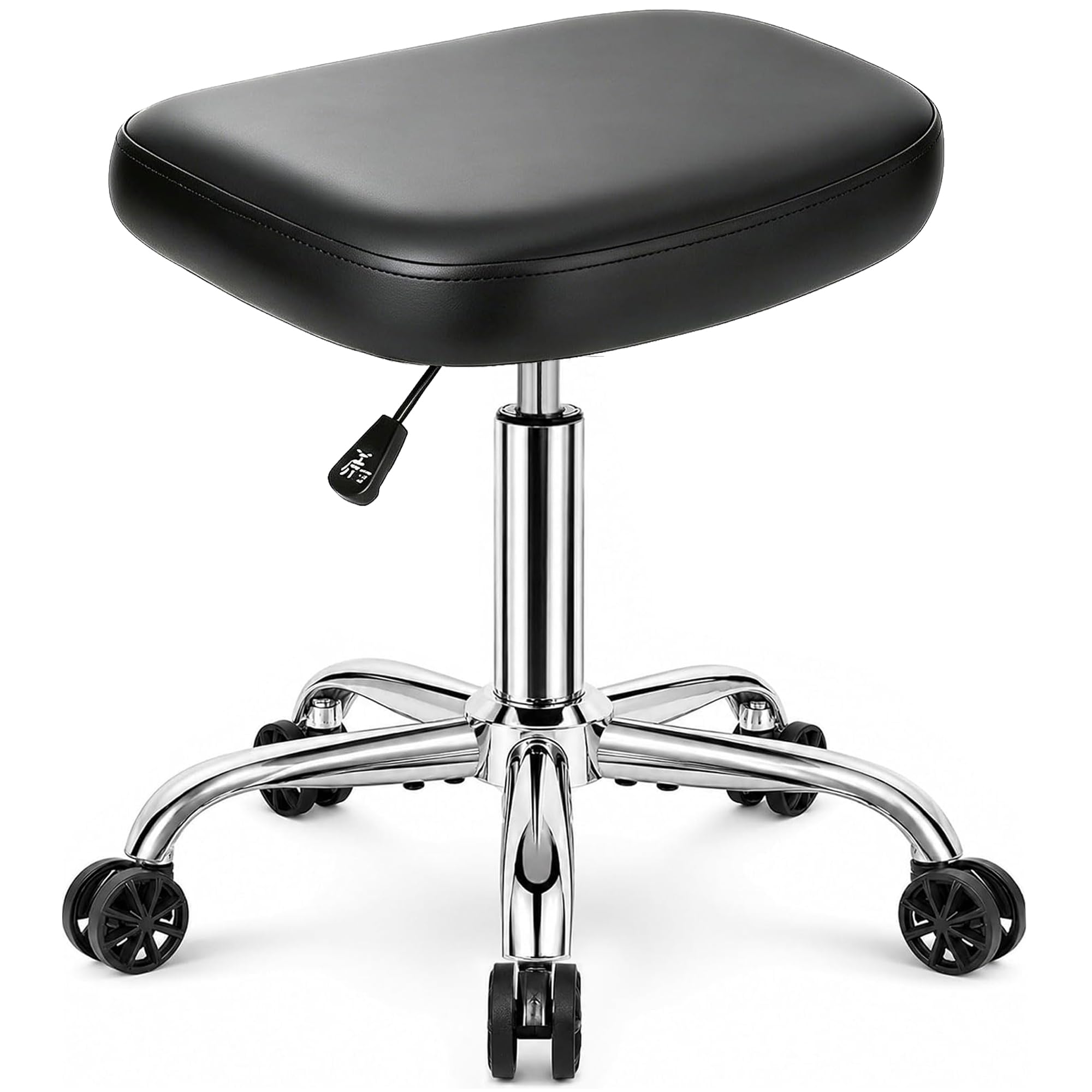 Photo 1 of **MISSING WHEELS** YUNSCEND Rectangular Rolling Stool, Black, 18-24" Height