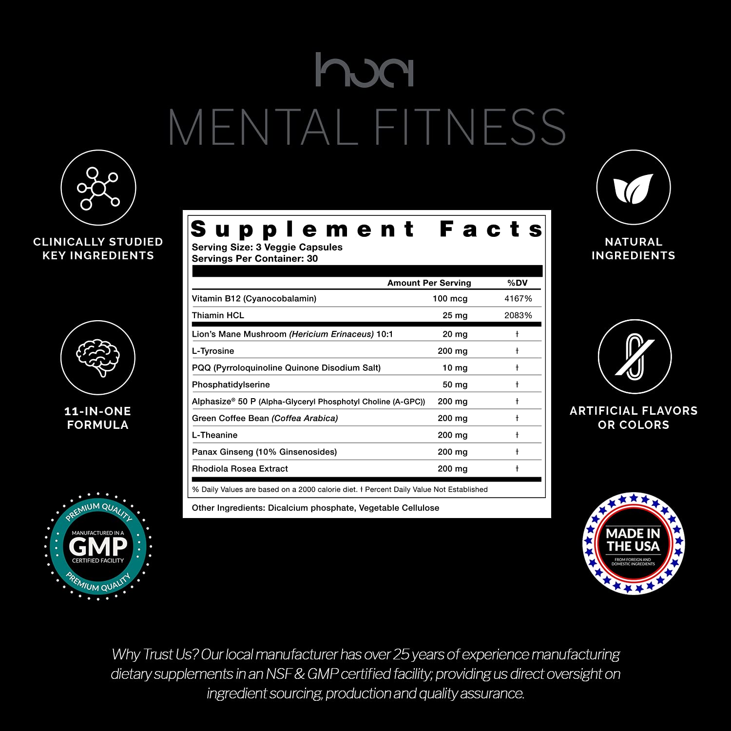 House of Athlete Mental Fitness Dietary Supplement Natural Brain Booster Nootropic Supplement