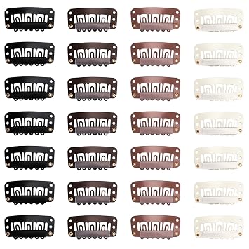 32pcs U-Shaped Wig Clips, Small Comb Metal Clips with Soft Rubber Snaps