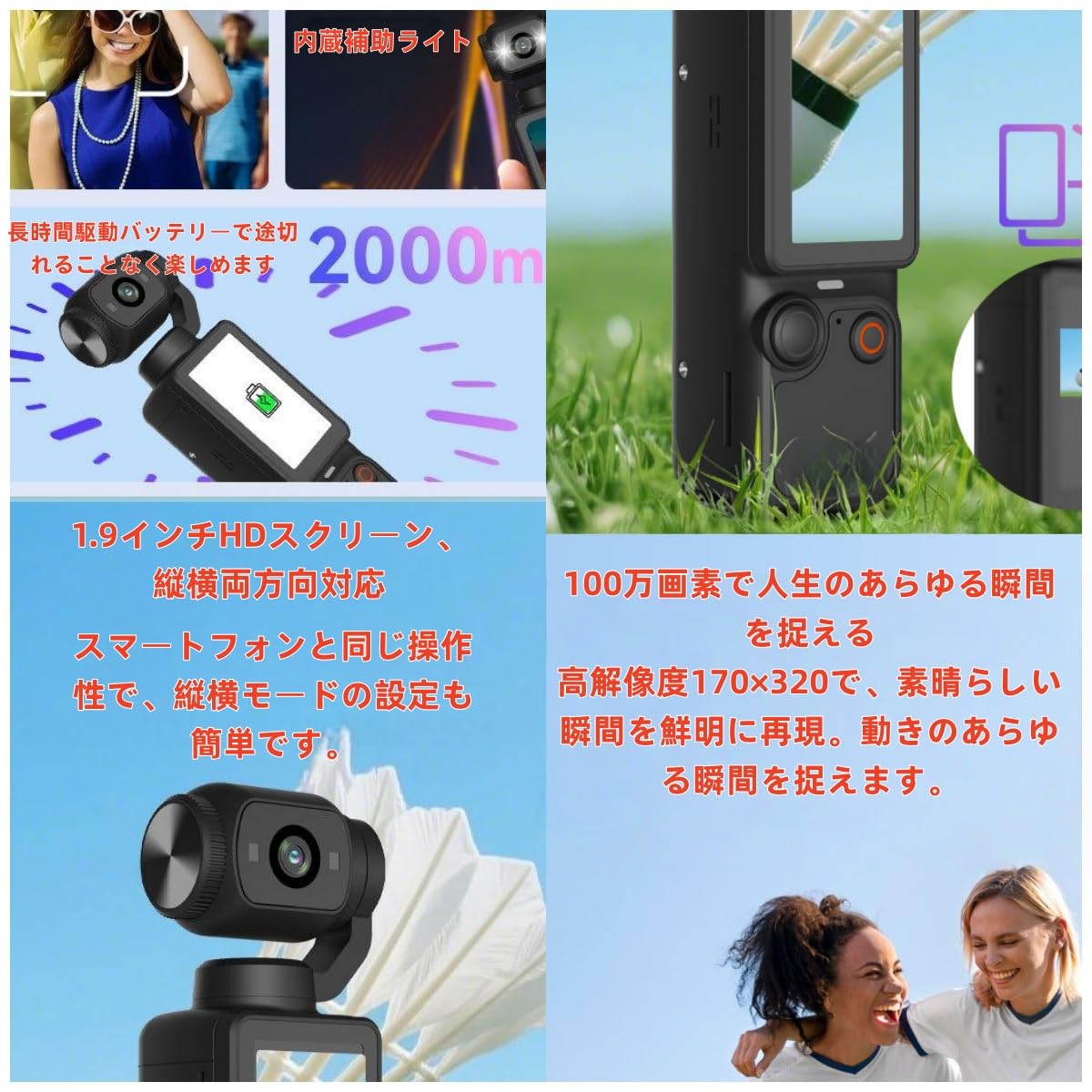 ❤プロ顔負けの高機能を多機能搭載❣初心者でも使いやすい♪❤4Kビデオカメラ Amazon | VQKこのデバイスは、アクションカメラ、ウェアラブルカメラ