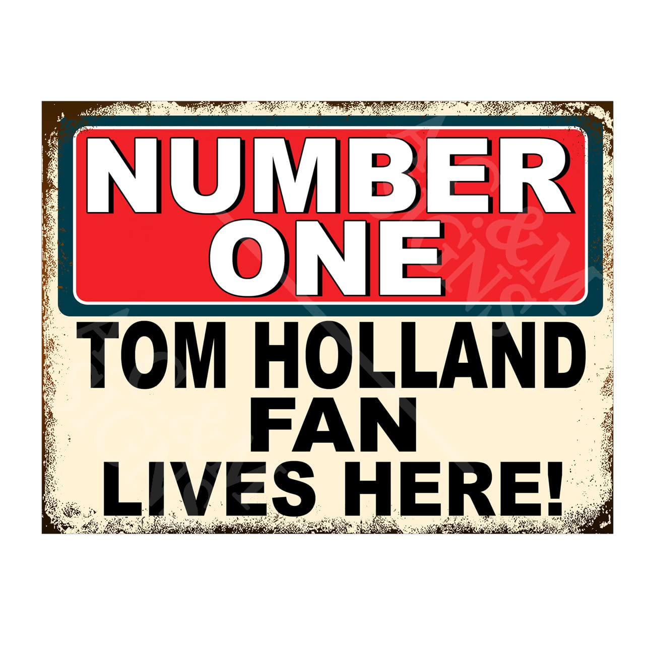 Metal Sign Plaque Poster Print Tom Holland Fan Lives Here, 10x8in ref5582
