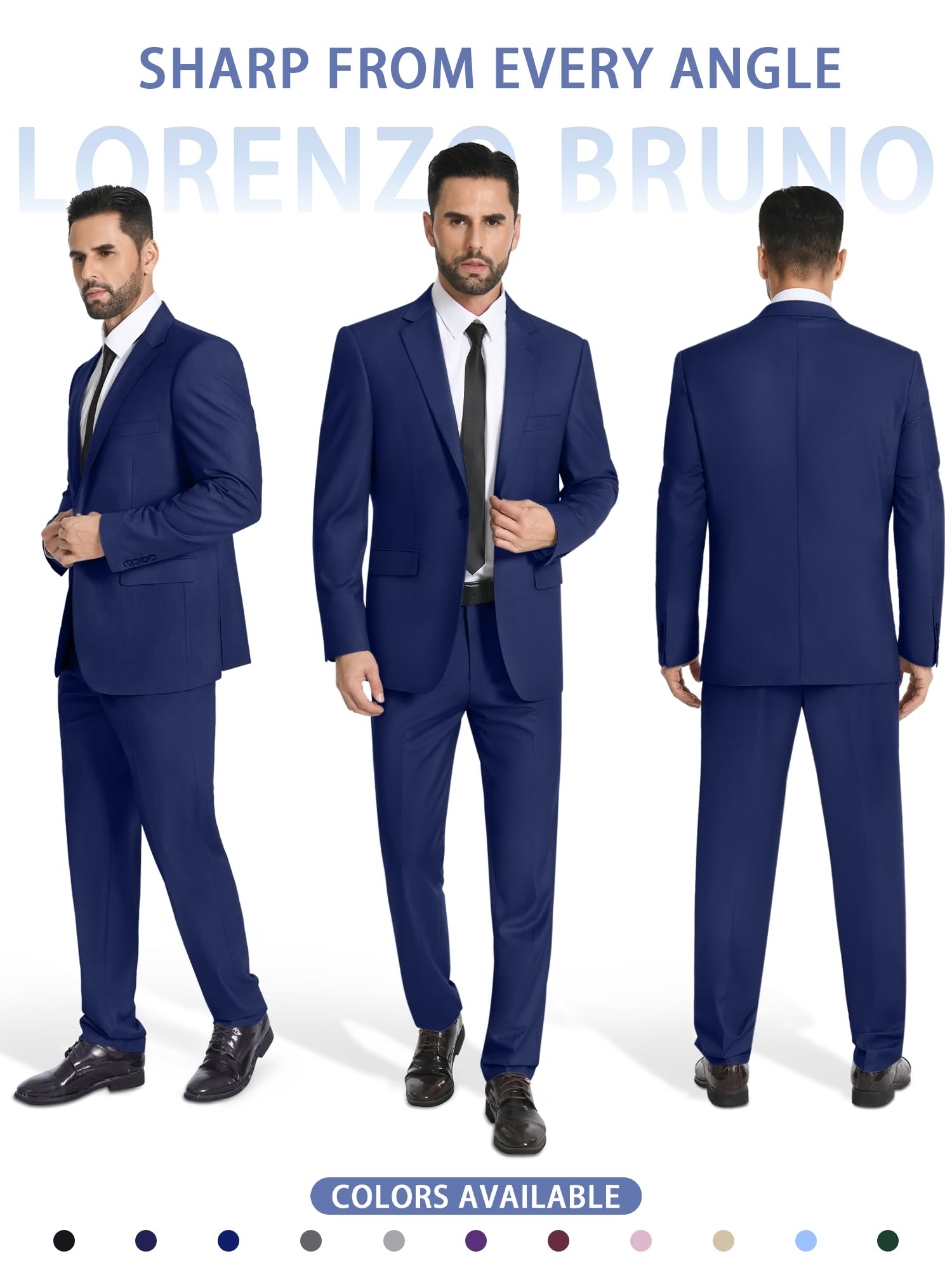 Completo da uomo in 2 pezzi da uomo, con un bottone, slim fit, giacca e pantaloni, set smoking, per feste di matrimonio e affari