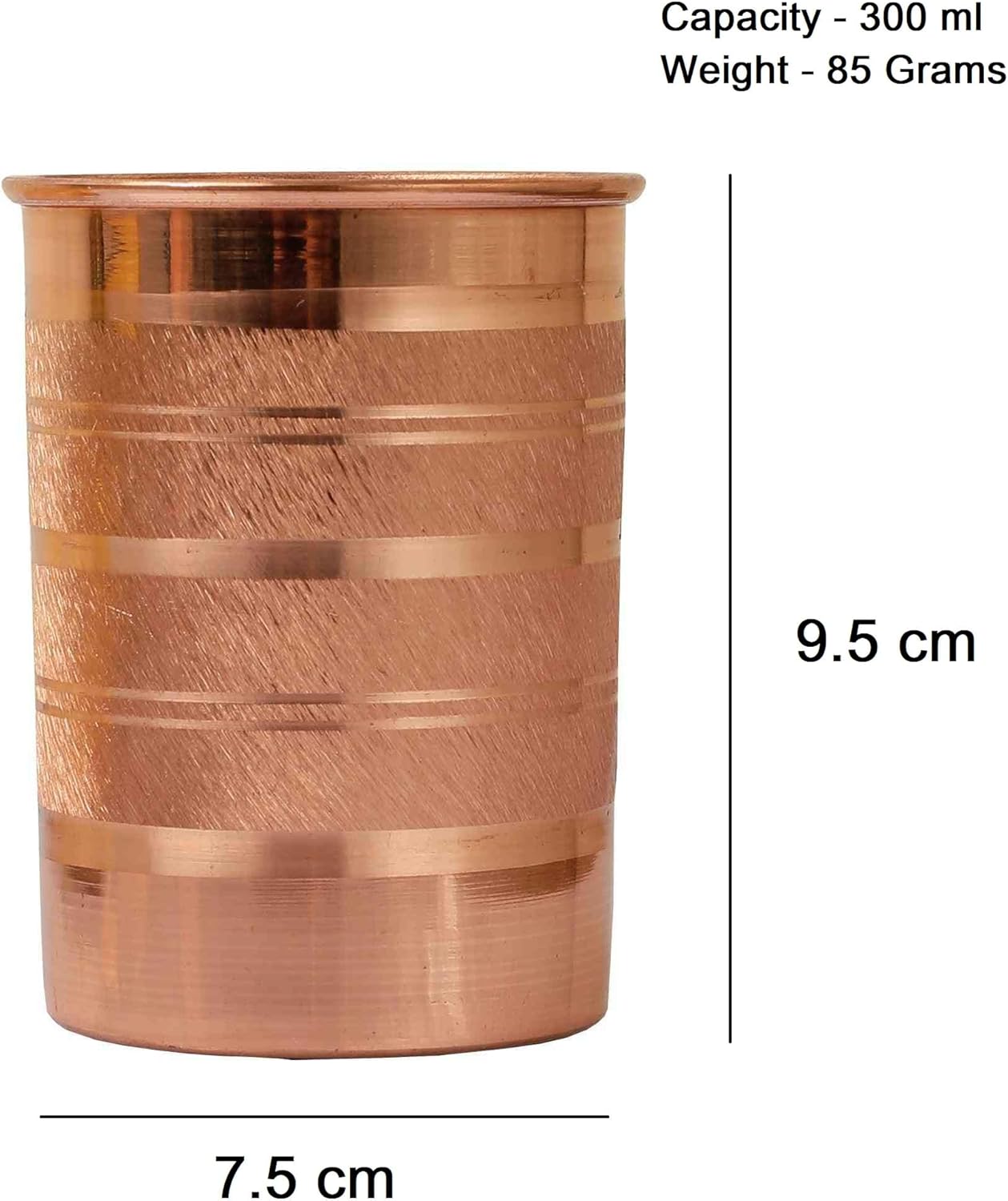 100% Pure Copper Tumbler Drinking Serving Water Copper Utensils Glass 300ml | Glasses with Ayurvedic Health Benefits - Pack of 6