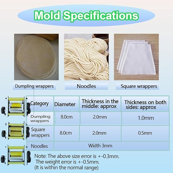 Automatic Dumpling Skin Maker Machine, Commercial Spring Roll/Pierogi/Ravioli/Momo, 140W Dough Sheeter Dumpling Wrapper Machine Circular+Square+Bar