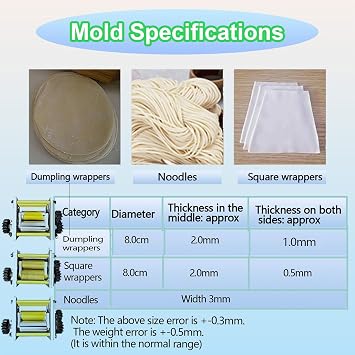 Automatic Dumpling Skin Maker Machine, Commercial Spring Roll/Pierogi/Ravioli/Momo, 140W Dough Sheeter Dumpling Wrapper Machine Circular+Square+Bar